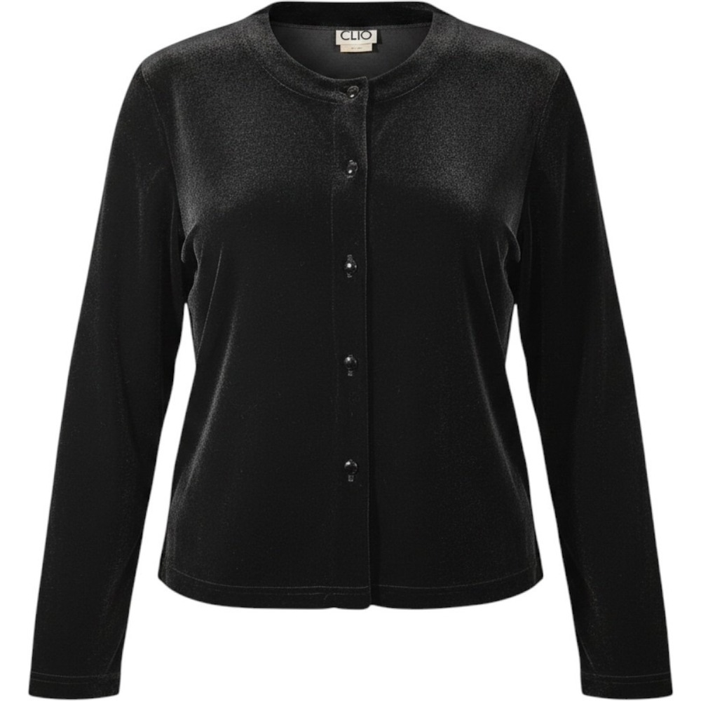 Vintage Clio Vintage Black Velvet Long Sleeve Seamed Top Size Large EUC Cardigan